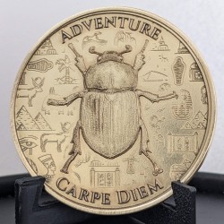 Personalized Brass Lucky Coin - Scarab Beetle & Griffin, Custom Text