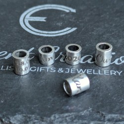 Personalized Stainless Steel Beads OD 6mm ID 4mm - Laser Engraved for Bracelets, Lanyards & Keyrings