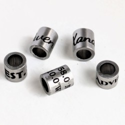 Personalized Stainless Steel Beads OD 6mm ID 4mm - Laser Engraved for Bracelets, Lanyards & Keyrings