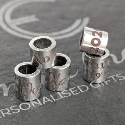 Personalized Stainless Steel Beads OD 6mm ID 4mm - Laser Engraved for Bracelets, Lanyards & Keyrings