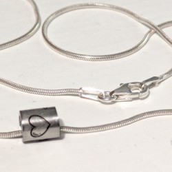 Engraved Tube Bead on Sterling Silver Snake or Trace Chain