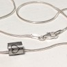 Engraved Tube Bead on Sterling Silver Snake or Trace Chain