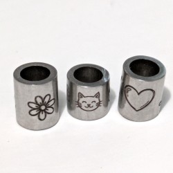 Engraved Tube Bead on Sterling Silver Snake or Trace Chain