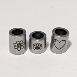 Engraved Tube Bead on Sterling Silver Snake or Trace Chain