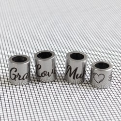 Personalized Stainless Steel Beads OD 6mm ID 4mm - Laser Engraved for Bracelets, Lanyards & Keyrings