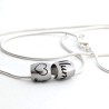 Engraved Barrel Bead on Sterling Silver Snake Chain