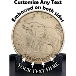 Personalized Brass Lucky Coin - Elephant & Griffin Embossed Talisman