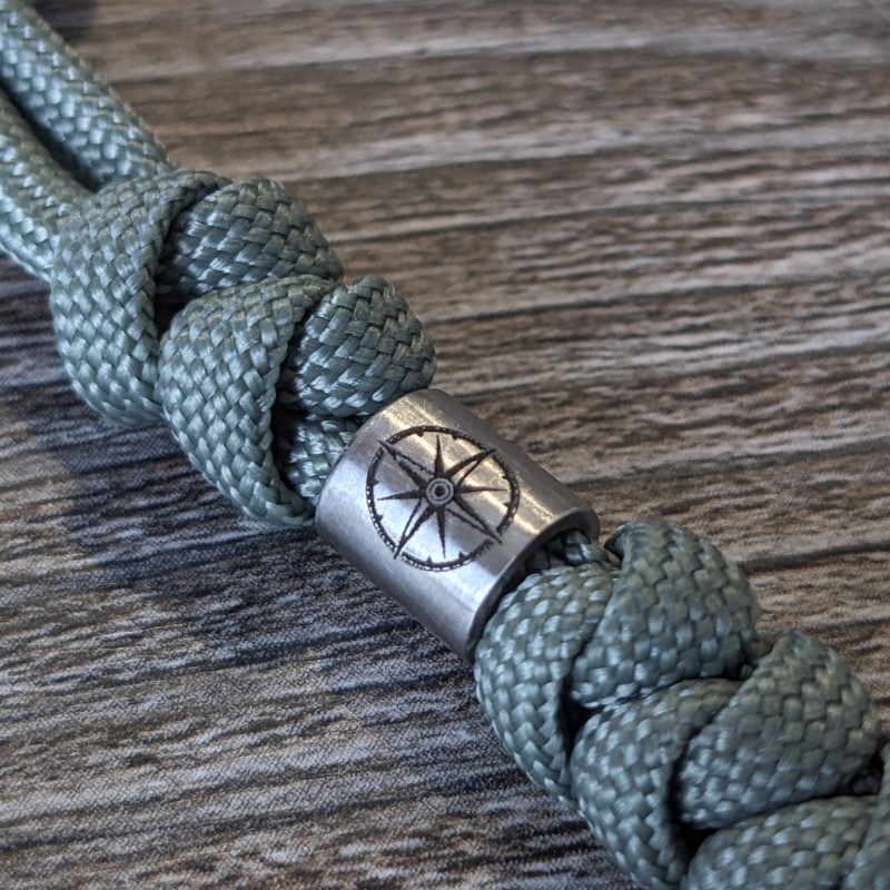Find Your Way EDC Lanyard | Engraved 8mm Stainless Steel Compass Bead