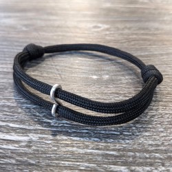 Cord and Sterling Silver Bracelet  with Custom Laser Engraved Beads