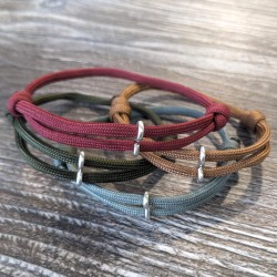 Cord and Sterling Silver Bracelet  with Custom Laser Engraved Beads