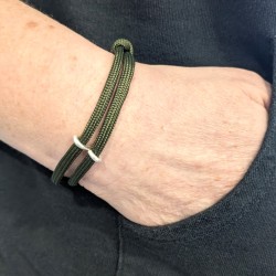 Cord and Sterling Silver Bracelet  with Custom Laser Engraved Beads