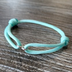 Cord and Sterling Silver Infinity Link Bracelet with Laser Engrave Beads