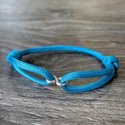 Cord and Sterling Silver Infinity Link Bracelet with Laser Engrave Beads