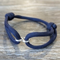 Cord and Sterling Silver Infinity Link Bracelet with Laser Engrave Beads