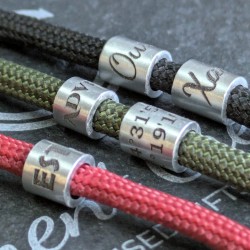 Cord and Sterling Silver Ring Bracelet with Laser Engrave Beads