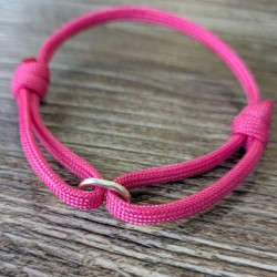 Cord and Sterling Silver Ring Bracelet with Laser Engrave Beads