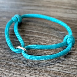 Cord and Sterling Silver Ring Bracelet with Laser Engrave Beads