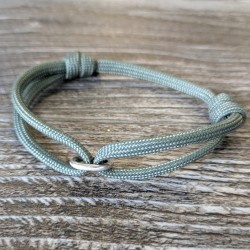 Cord and Sterling Silver Ring Bracelet with Laser Engrave Beads