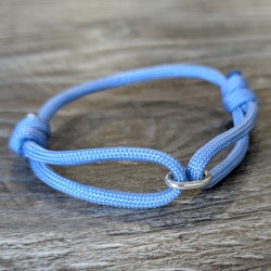 Cord and Sterling Silver Ring Bracelet with Laser Engrave Beads