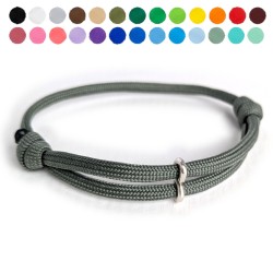 Cord and Sterling Silver Bracelet  with Custom Laser Engraved Beads