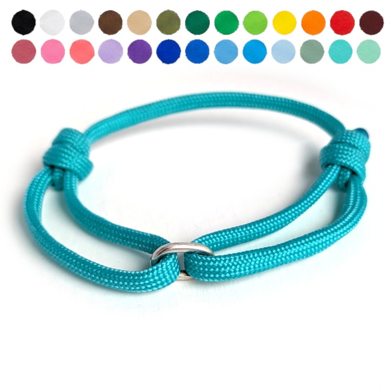 Cord and Sterling Silver Ring Bracelet with Laser Engrave Beads