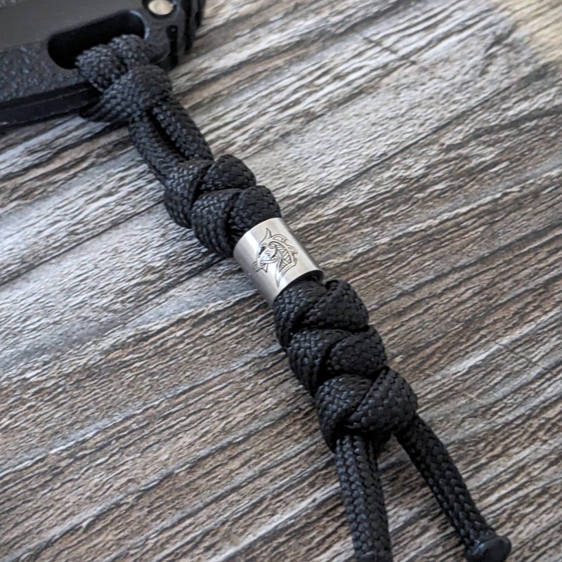Viking Dragon EDC Lanyard | Engraved 8mm Stainless Steel "VICTORY OR VALHALLA" Bead