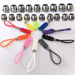 1 x Personalised Paracord Zipper Pull Keyring - Custom Engraved Bead