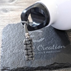 1 x Personalised Paracord Zipper Pull Keyring - Custom Engraved Bead