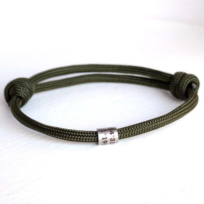 Personalized Coordinates Bracelet, Custom Engraved Stainless Steel Beads, Coordinates Name Date Symbols