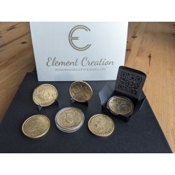 Personalized Griffin & Cherry Blossom Brass Lucky Coin - Engraved Text