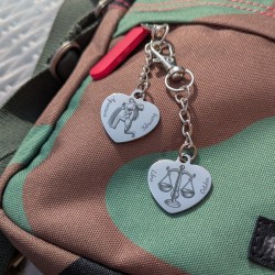 Personalised Zodiac Heart Charm – Custom Name, Initial, Birth Year Keychain