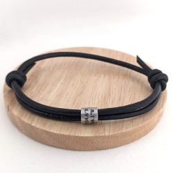 Personalised Leather Coordinates Bracelet: Location, Names, Dates, Symbols (Black, Brown, Natural)