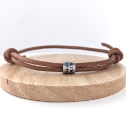 Personalised Leather Coordinates Bracelet: Location, Names, Dates, Symbols (Black, Brown, Natural)
