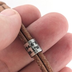 Personalised Leather Coordinates Bracelet: Location, Names, Dates, Symbols (Black, Brown, Natural)
