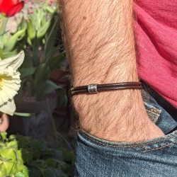 Custom Engraved Leather Cord Bracelet: Minimalist Steel Beads, Men's, Women's, Names, Dates, Coordinates, Symbols