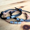 Custom Engraved Leather Cord Bracelet: Minimalist Steel Beads, Men's, Women's, Names, Dates, Coordinates, Symbols