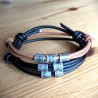 Custom Engraved Leather Cord Bracelet: Minimalist Steel Beads, Men's, Women's, Names, Dates, Coordinates, Symbols