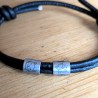Custom Engraved Leather Cord Bracelet: Minimalist Steel Beads, Men's, Women's, Names, Dates, Coordinates, Symbols
