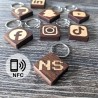 NFC Tag Keychain, Walnut & Maple Wood Inlay