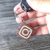 NFC Tag Keychain, Walnut & Maple Wood Inlay