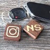 NFC Tag Keychain, Walnut & Maple Wood Inlay