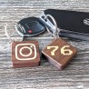 NFC Tag Keychain, Walnut & Maple Wood Inlay
