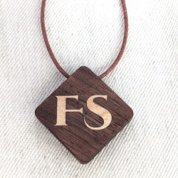 Personalised Wood Necklace - Walnut Maple Inlay Pendant