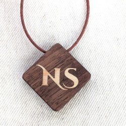 Personalised Wood Necklace - Walnut Maple Inlay Pendant