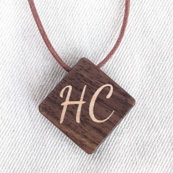 Personalised Wood Necklace - Walnut Maple Inlay Pendant