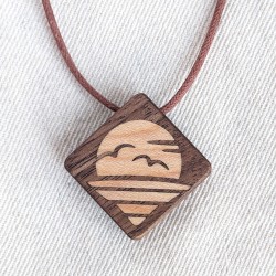 Personalised Wood Necklace - Walnut Maple Inlay Pendant