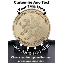 Personalized Brass Lucky Coin - Horseshoe & Griffin Embossed Design