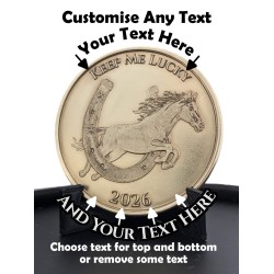 Personalized Brass Lucky Coin - Horseshoe & Griffin Embossed Design